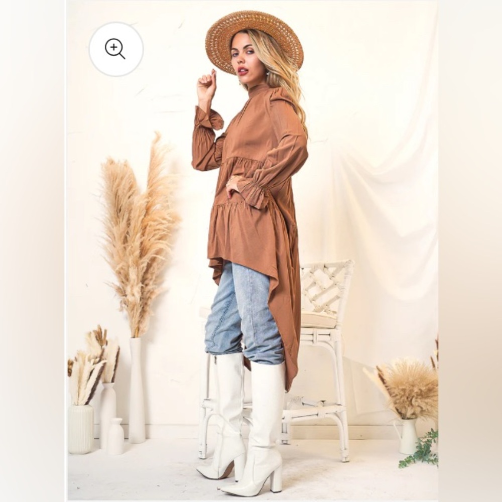 3/$18 Anna-Kaci High-Low Tiered Long Sleeved Ruffled Wrist Women's Top- Size S - Picture 6 of 14